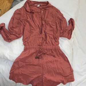 Burnt Orange Long-Sleeve Romper